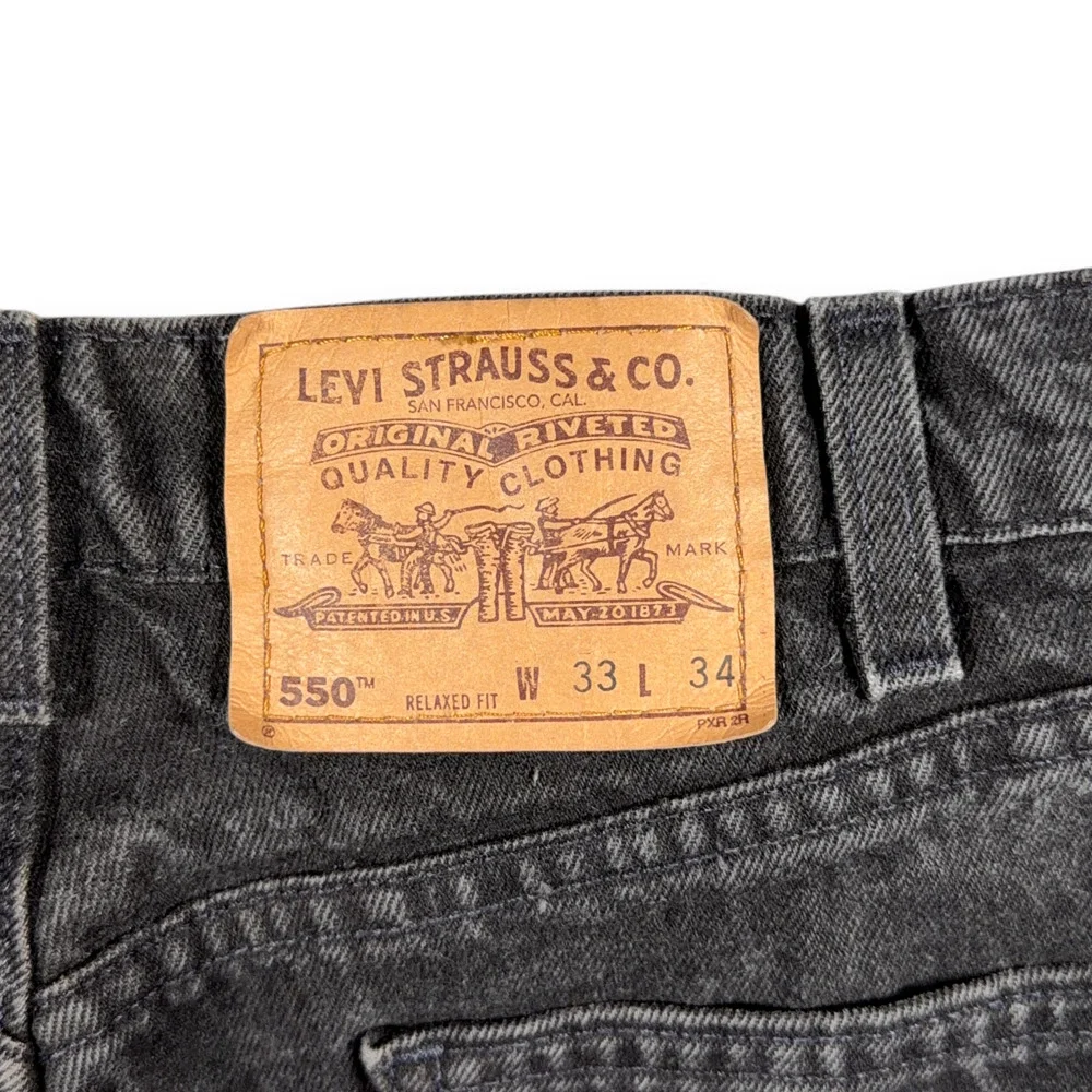 Vintage Levis Jeans Mens 30x34 Black 550 Relaxed Orange Tab USA 90s 33x34 Tag